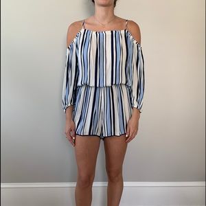 Blue and white striped Romper